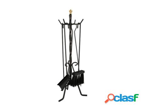 Juego atizadores forjados 5 piezas 22x58 (alt.) cm. soporte,