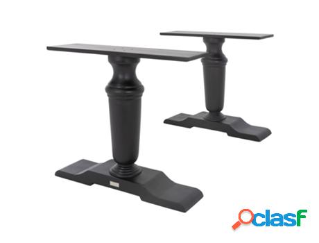 Juego de 2 Patas de Mesa 80X72X21 cm Madera Maciza Negra