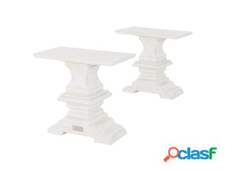 Juego de 2 Pernas de Mesa de Madera Maciza Blanca 40X37X20