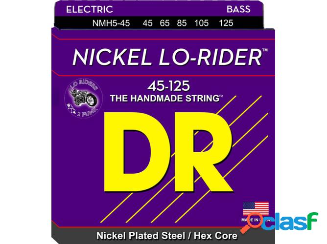 Juego de Cuerdas Bajo Eléctrico DR NMH5-45 NICKEL Lo-rider