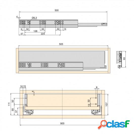 Kit de cajón para cocina o baño con tableros incluidos,