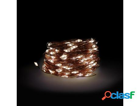 Luces navidad 100 microleds blanco calido, cable color cobre