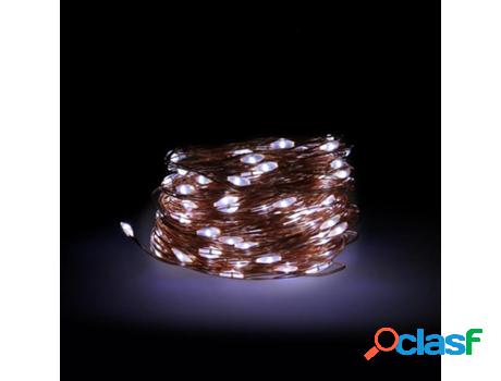 Luces navidad 100 microleds blanco frio, cable color cobre