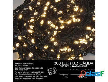 Luces navidad a pilas 300 leds luz calida interior /