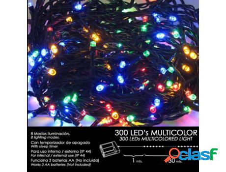 Luces navidad a pilas 300 leds multicolor interior /