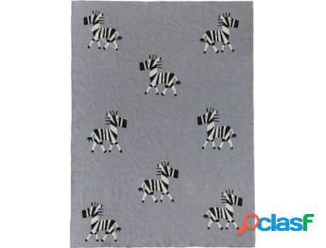 Manta HAPPY DECOR KIDS Zebra (Gris - Algodón - 90x120 cm)