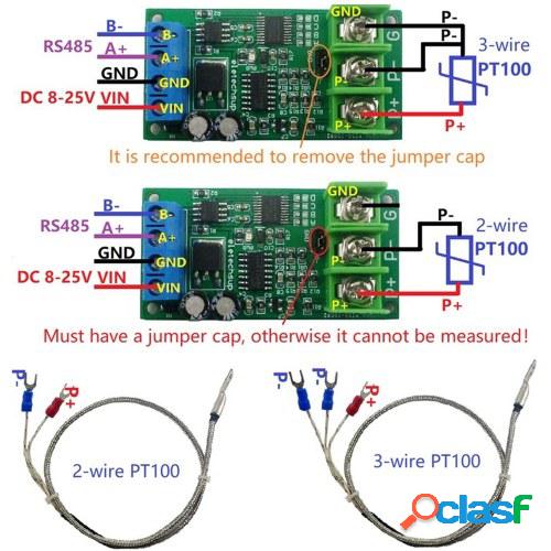 Módulo de sensor de temperatura de termopar PT100 RTD de 3
