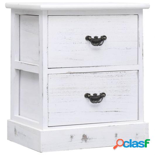 Mesita de noche madera de Paulownia blanco 38x28x45 cm