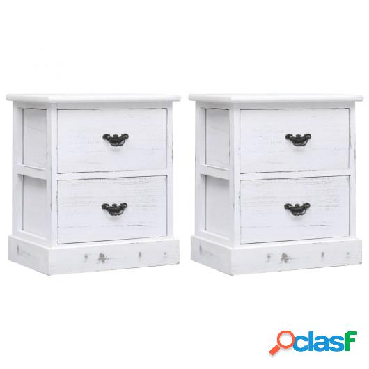 Mesitas de noche 2 uds madera de Paulownia blanco 38x28x45