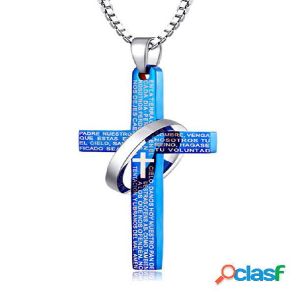 Moda Colgante Collar Grapheme Cross Hollow Round encanto