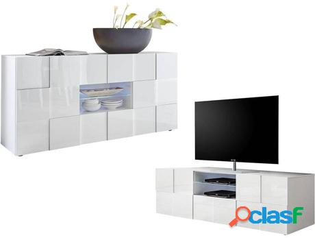 Mueble de TV + Aparador VENTA-UNICA (Blanco - Madera -
