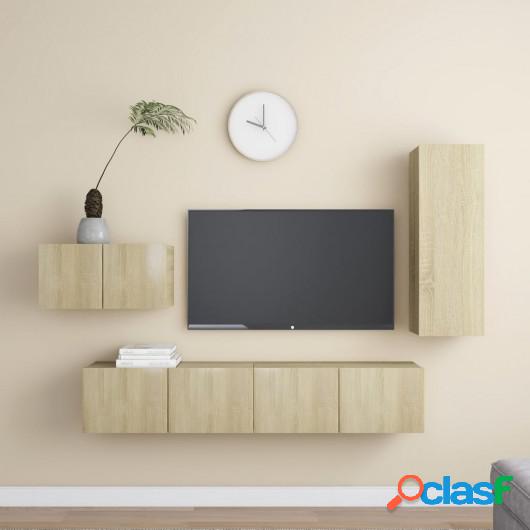 Muebles de pared de TV 4 pzas aglomerado color roble Sonoma