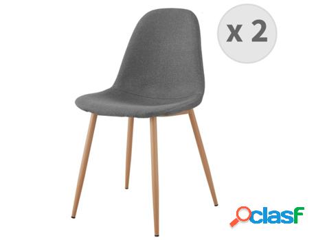 Orlando Silla De Tela Gris Con Patas Metal Madera (X2)