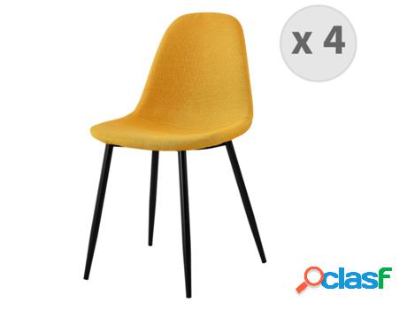 Orlando-Silla De Tela Mostaza Con Patas De Metal Negro (X4)