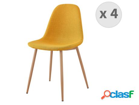 Orlando-Silla De Tela Mostaza Con Patas Metal Madera (X4)