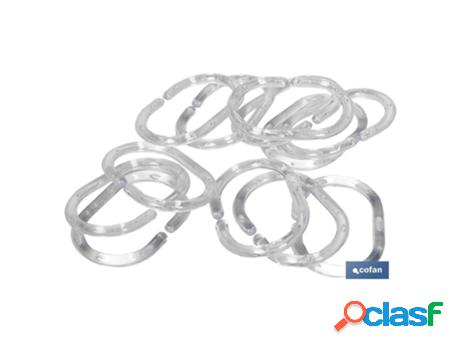 Pack 12 anillas cortinas baño transparente modelo ring