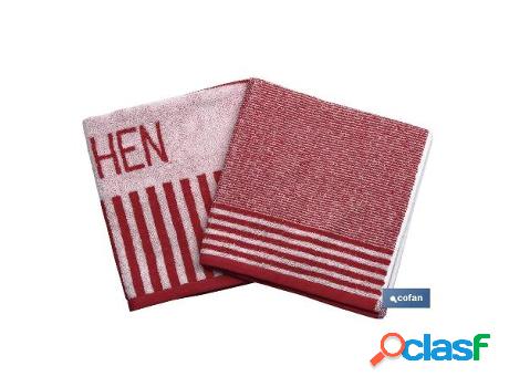 Pack 2 paños cocina 50x50 rojo modelo cabernet