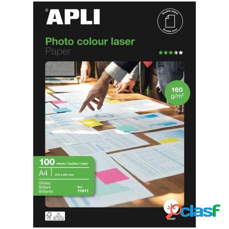 Papel fotografico apli colour laser 11817/ din a4/ 160g/ 100