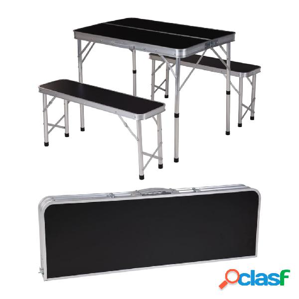 Redcliffs Juego de mesa de camping plegable con 2 bancos