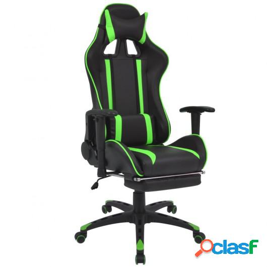 Silla de escritorio Racing reclinable con reposapiés verde