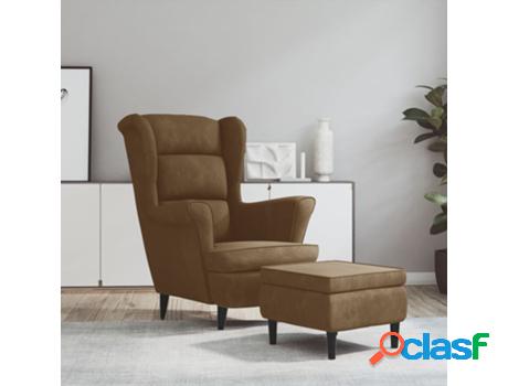 Sillón VIDAXL orejero y taburete Marrón (Terciopelo - 81 x