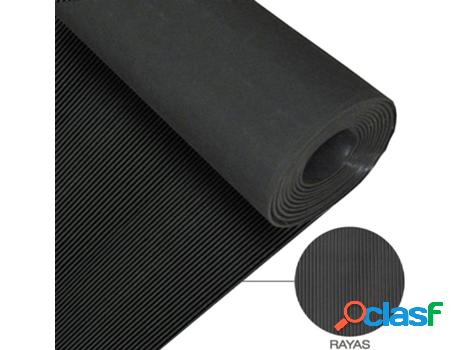 Suelo goma rayas 1,30x10 metros 3 mm. de grosor color negro