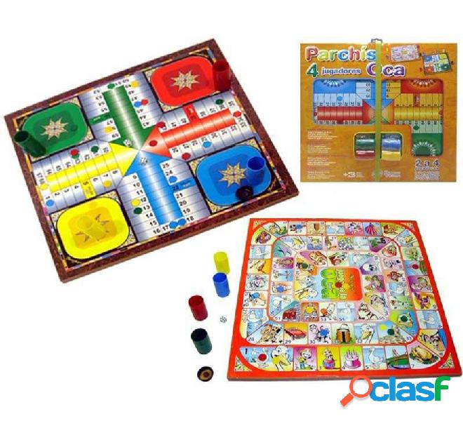 Tablero Parchís 4 y Oca 41X41 cm con Fichas