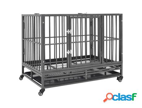 Transportín para Perros VIDAXL con Ruedas (Negro - Acero -