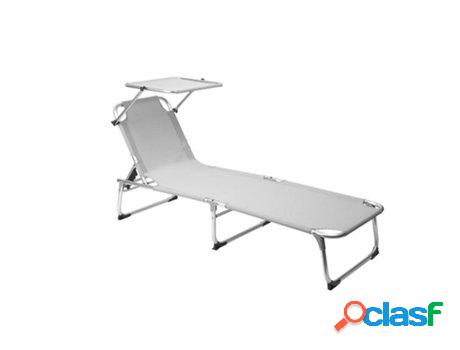 Tumbona playa aluminio cama con parasol color gris 191x59x30