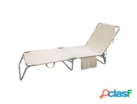 Tumbona playa plegable, estilo cama. color beige, estructura