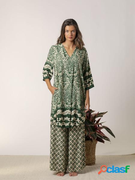 Vestido estampado escote en pico Verde