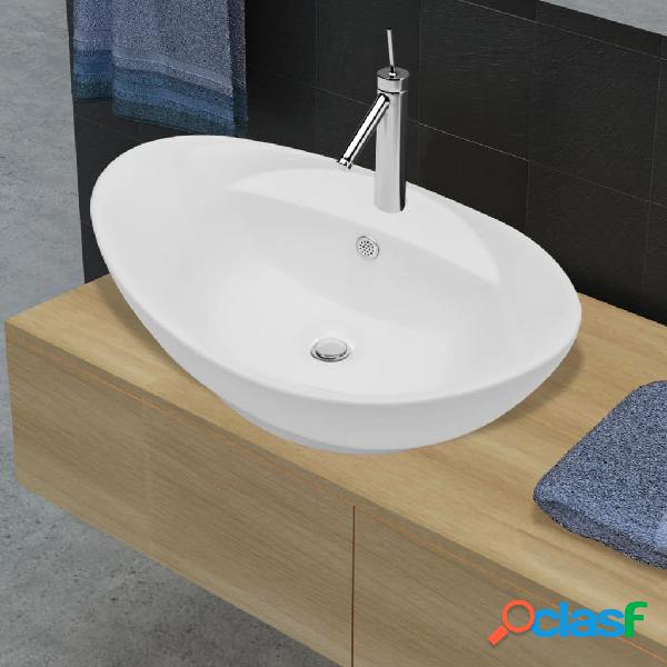 vidaXL 140678 Luxury Ceramic Basin Oval with Overflow and
