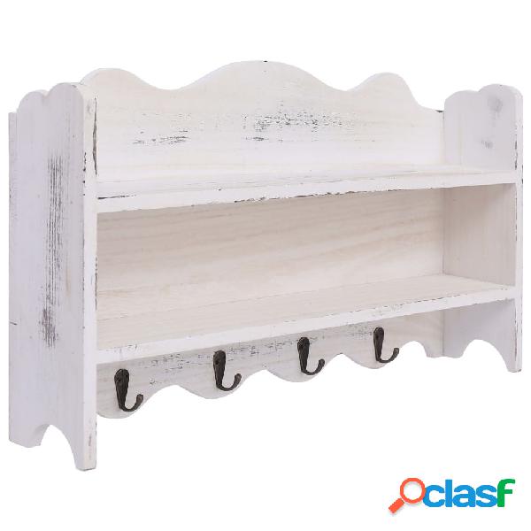 vidaXL 284235 Wall Mounted Coat Rack White 50x10x30 cm Wood