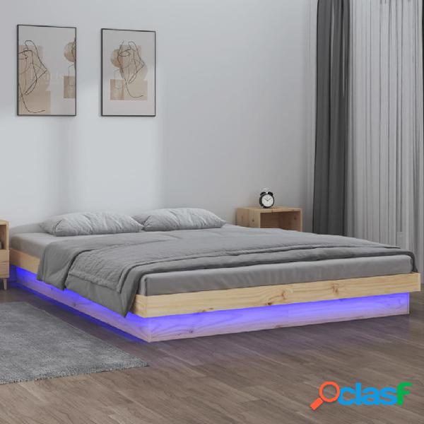 vidaXL Estructura de cama con LED de madera maciza 160x200