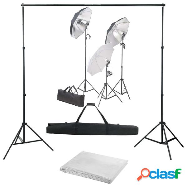 vidaXL Kit de estudio fotográfico con set de luces y telón