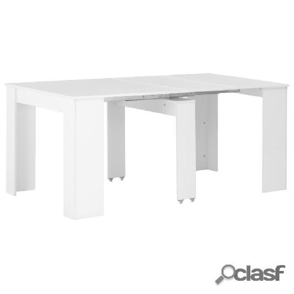 vidaXL Mesa de comedor extensible blanco brillante 175x90x75