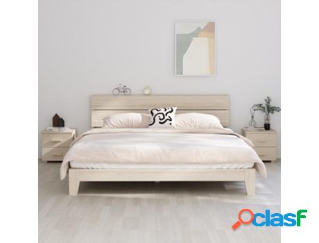 vidaXL Mesita noche 2 uds madera maciza pino marrón miel