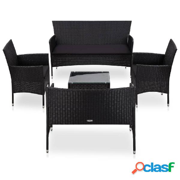 vidaXL Set muebles de jardín 5 piezas y cojines ratán