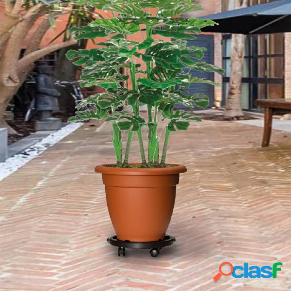 vidaXL Soporte para plantas con ruedas diámetro 30 cm negro