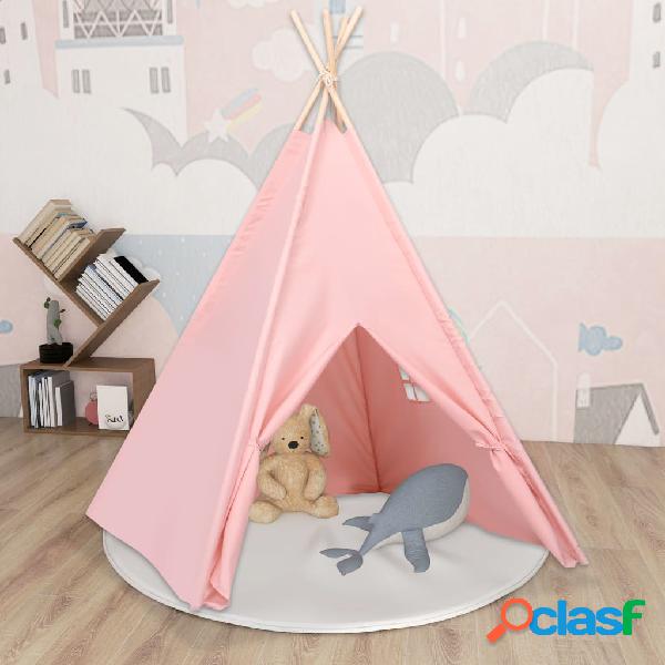 vidaXL Tienda tipi niños y bolsa piel de melocotón rosa