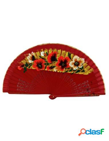 Abanico Artesanal Con Estampado De Pensamientos Rojo Oscuro