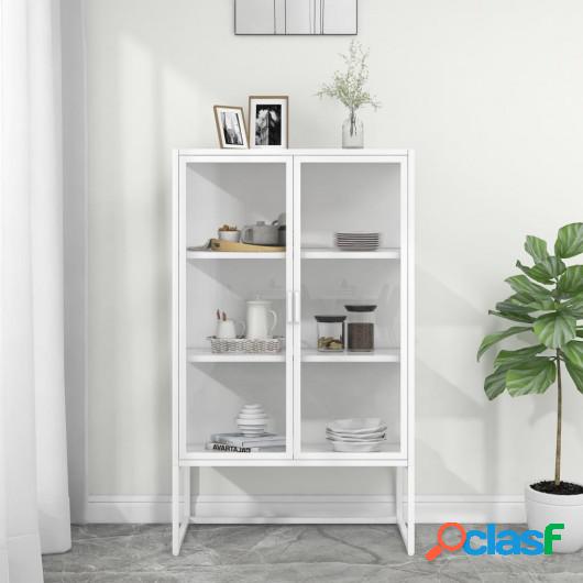 Aparador de acero y cristal templado blanco 80x35x135 cm