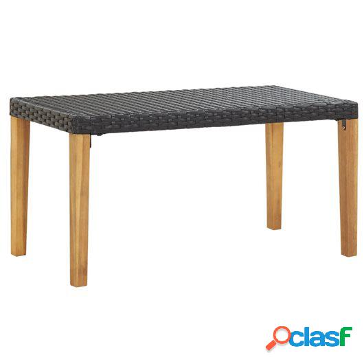Banco de jardín ratán sintético y madera de acacia negro