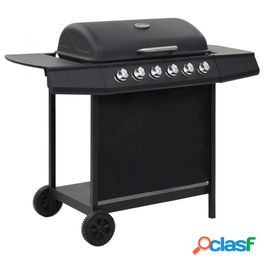 Barbacoa portátil de gas con 6 zonas de cocción negra de