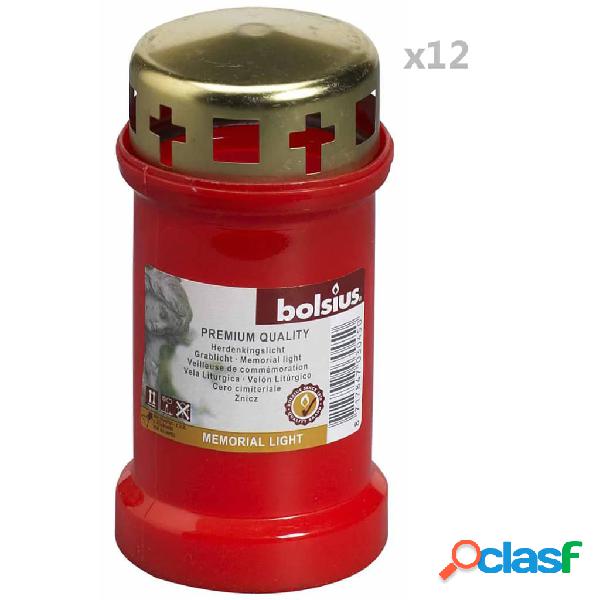 Bolsius Velas conmemorativas rojas con tapa 12 unidades