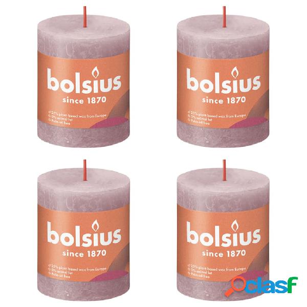 Bolsius Velas rústicas Shine 4 unidades rosa ceniza 80x68