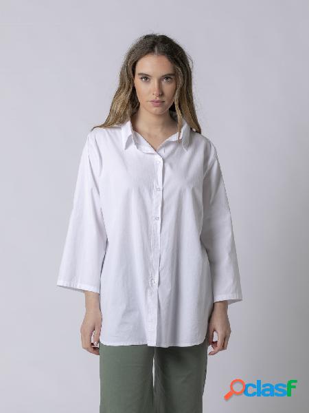 Camisa amplia algodón natural Blanco