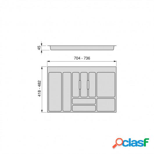 Cubertero para cajón de cocina, módulo 800 mm, Plástico,