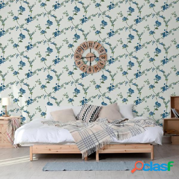 DUTCH WALLCOVERINGS Papel pintado Flower azul claro