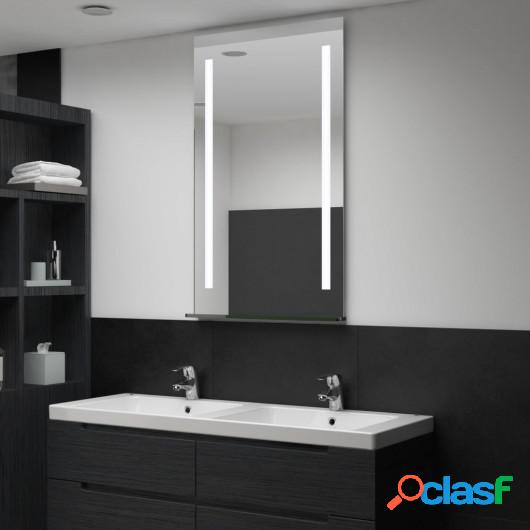 Espejo de pared de baño con LED y estante 60x100 cm